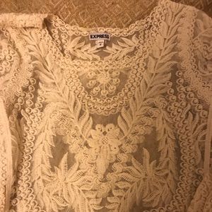Express Lace Long Sleeve Top Small